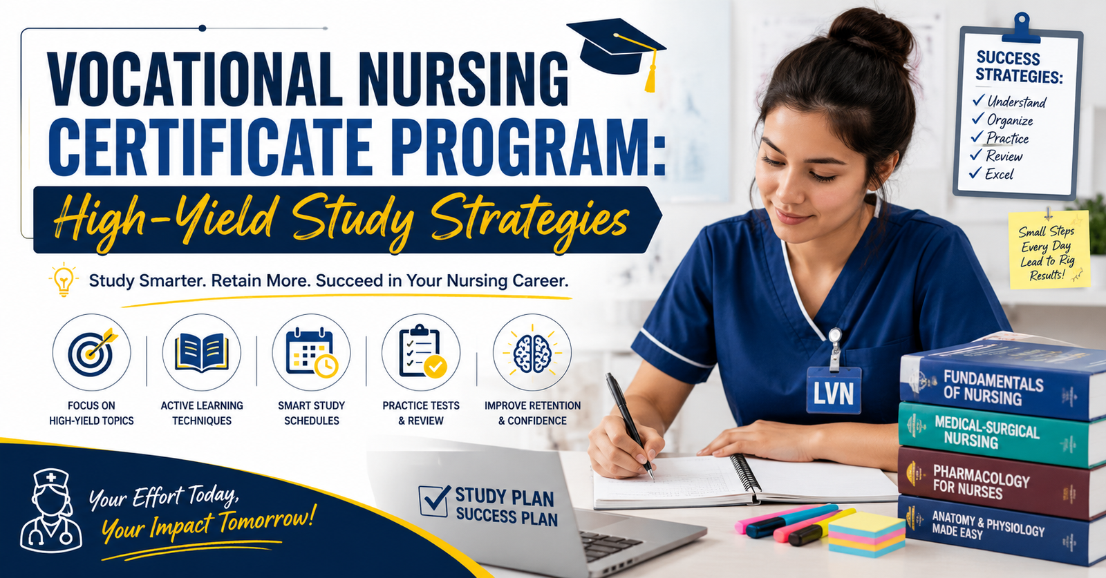 Enrolled in Vocational Nursing Certificate Program: High-Yield Study Strategies.