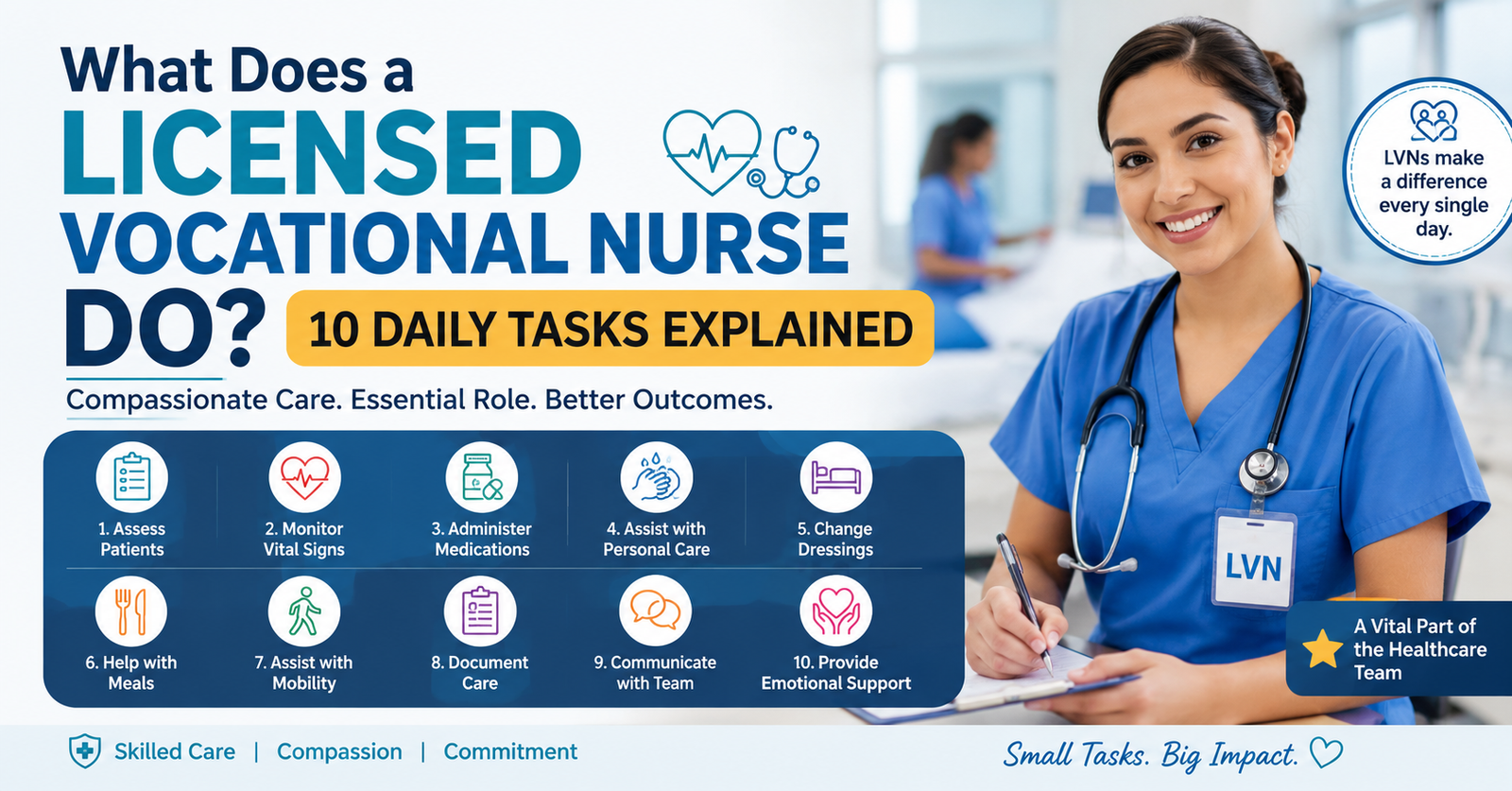 Curious What Does a Licensed Vocational Nurse Do? 10 Daily Tasks Explained.