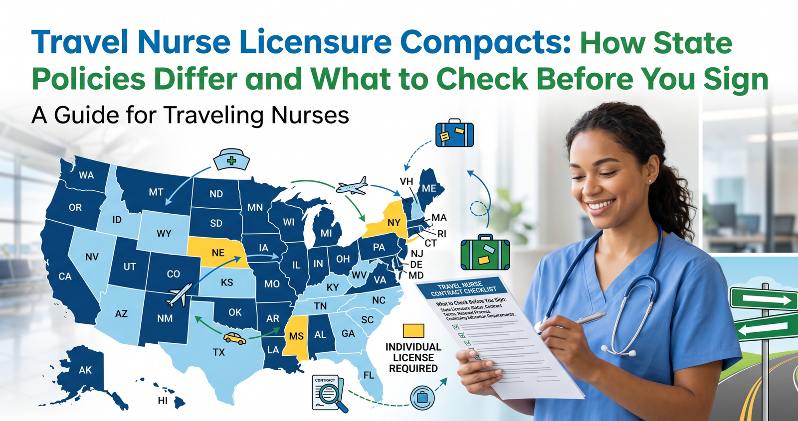 Explore Travel Nurse Licensure Compacts: How State Policies Differ and What to Check Before You Sign.